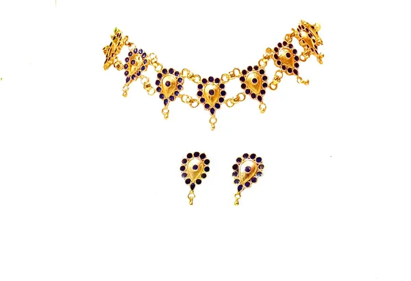 Assamese_Traditional_Gold_Plated_Blue_Colour_Combo_Jewellery_Set_For_Women